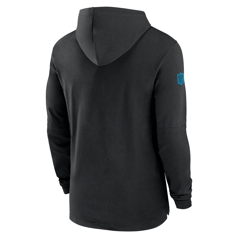 Men's Nike Black Carolina Panthers Sideline Hoodie Performance Long Sleeve T-Shirt