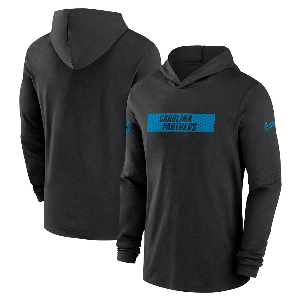 Men's Nike Black Carolina Panthers Sideline Hoodie Performance Long Sleeve T-Shirt