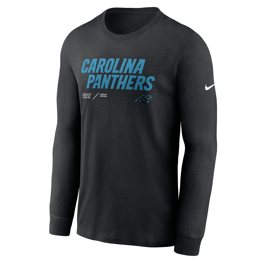Men's Nike Black Carolina Panthers Sideline Infograph Lock Up Performance Long Sleeve T-Shirt