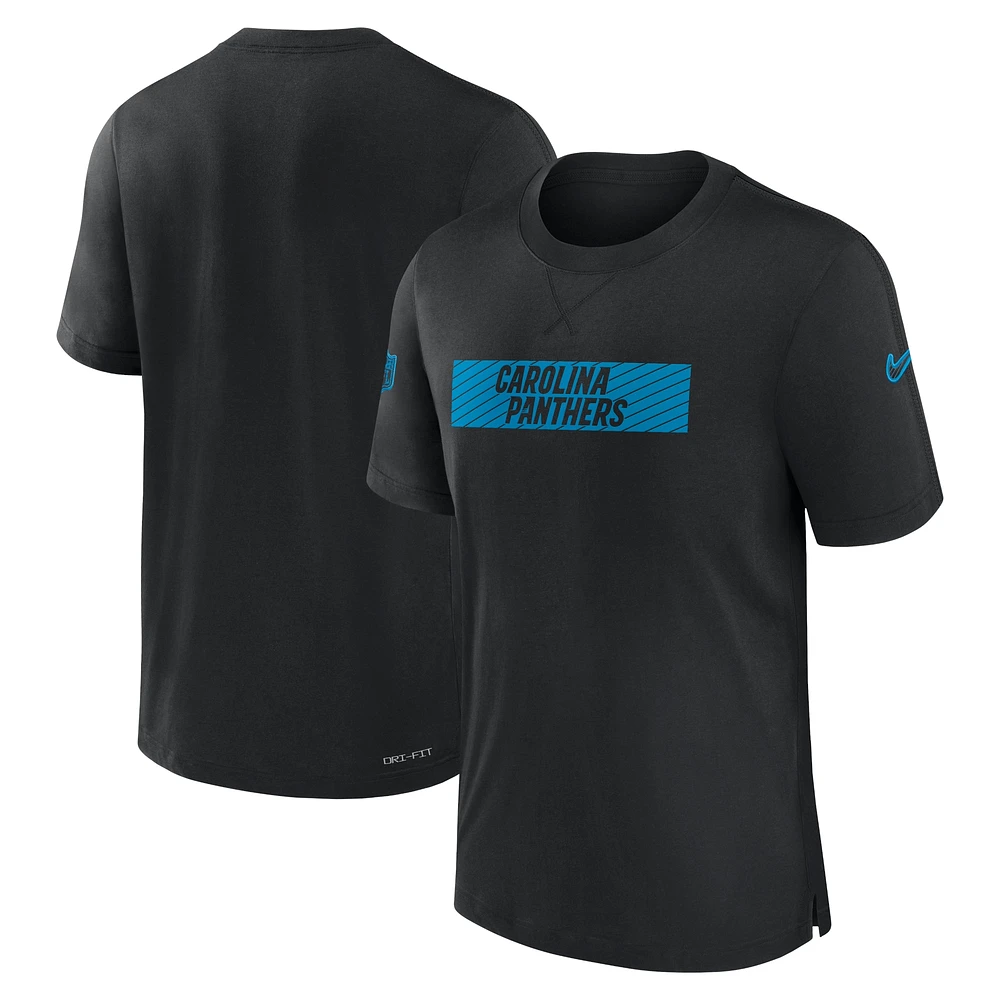 T-shirt de performance pour joueur ligne touche des Carolina Panthers Nike noir homme