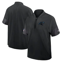 Men's Nike Black Carolina Panthers Sideline Short Sleeve Quarter-Zip Performance Coach Jacket