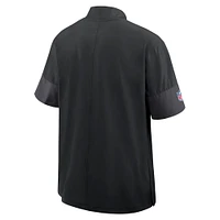 Men's Nike Black Carolina Panthers Sideline Short Sleeve Quarter-Zip Performance Coach Jacket