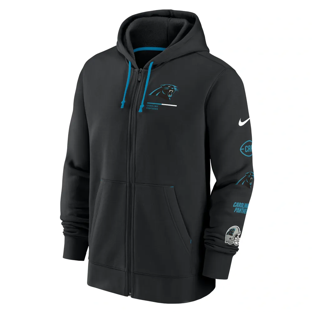 Sweat à capuche entièrement zippé Surrey des Panthers de la Caroline Noirs Nike pour homme