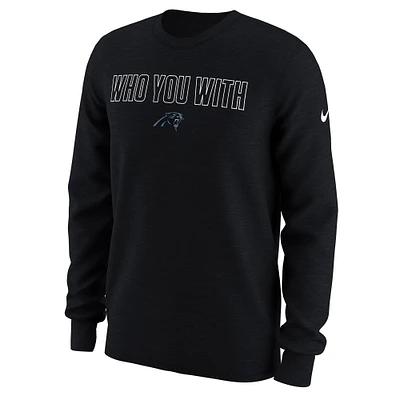 Men's Nike Black Carolina Panthers Who You With Long Sleeve T-Shirt