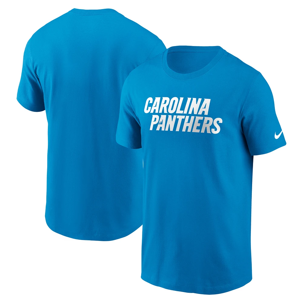 T-shirt essentiel Nike Blue Carolina Panthers Primetime Wordmark pour hommes