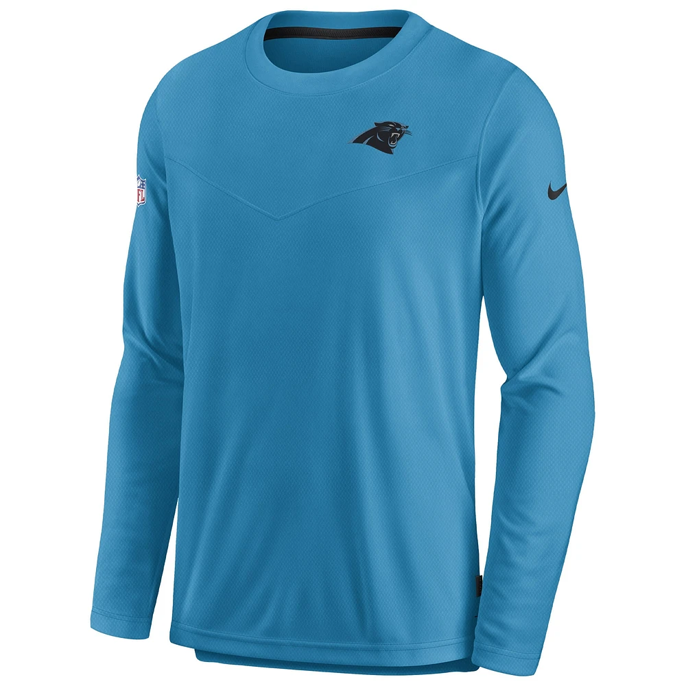 Men's Nike Blue Carolina Panthers Sideline Lockup Performance Pullover Sweatshirt