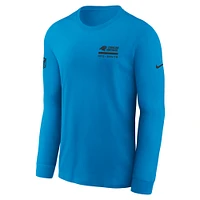T-shirt Nike bleu à manches longues pour homme, coupe Sideline Performance, Carolina Panthers