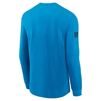 T-shirt Nike bleu à manches longues pour homme, coupe Sideline Performance, Carolina Panthers