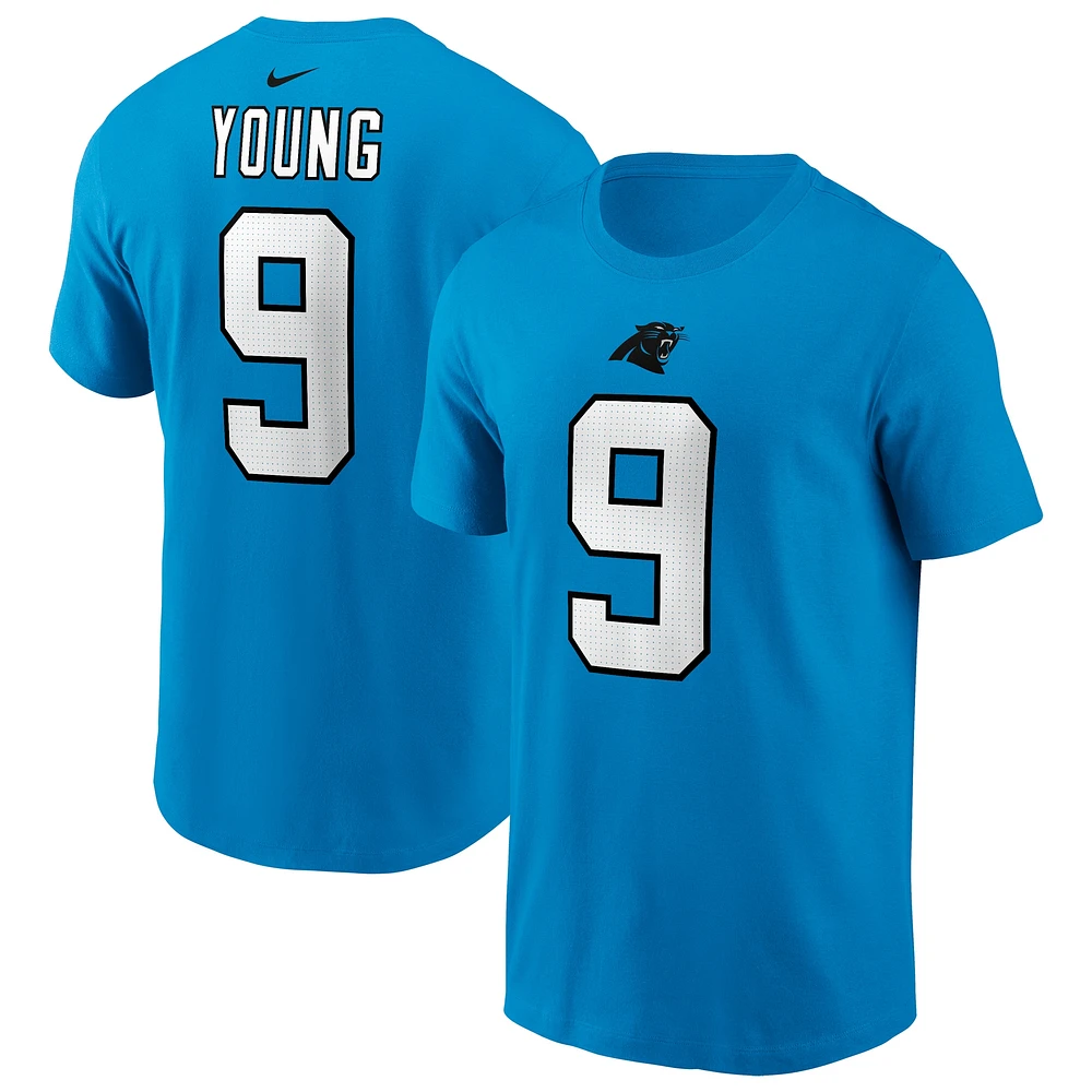 T-shirt Nike Bryce Young Blue pour homme avec nom et numéro de joueur des Carolina Panthers