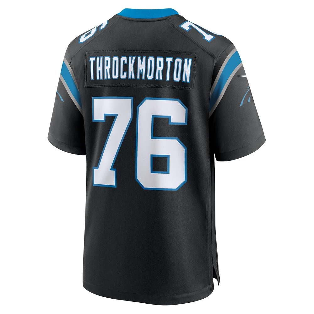 Maillot de match l'équipe Nike Calvin Throckmorton pour hommes, noir, Carolina Panthers