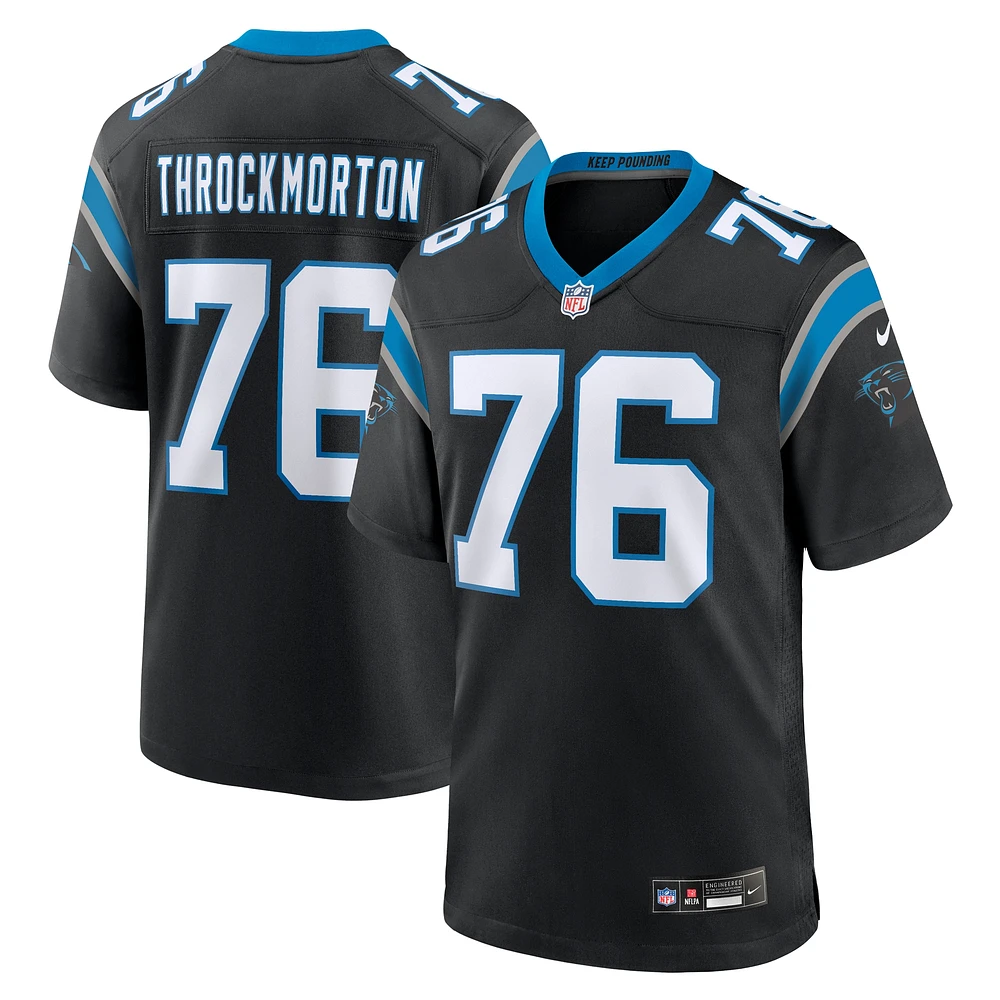 Maillot de match l'équipe Nike Calvin Throckmorton pour hommes, noir, Carolina Panthers