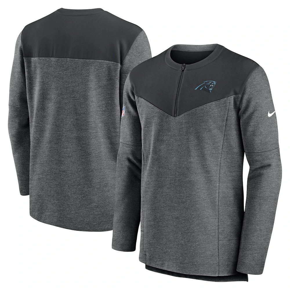 Haut à quart de zip Performance Nike Carolina Panthers Sideline Lockup pour homme