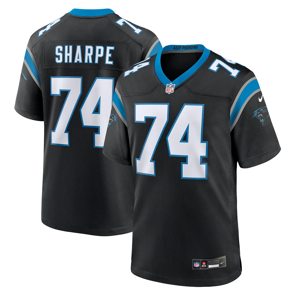 Maillot de match l'équipe Nike David Sharpe des Panthers la Caroline noirs pour hommes