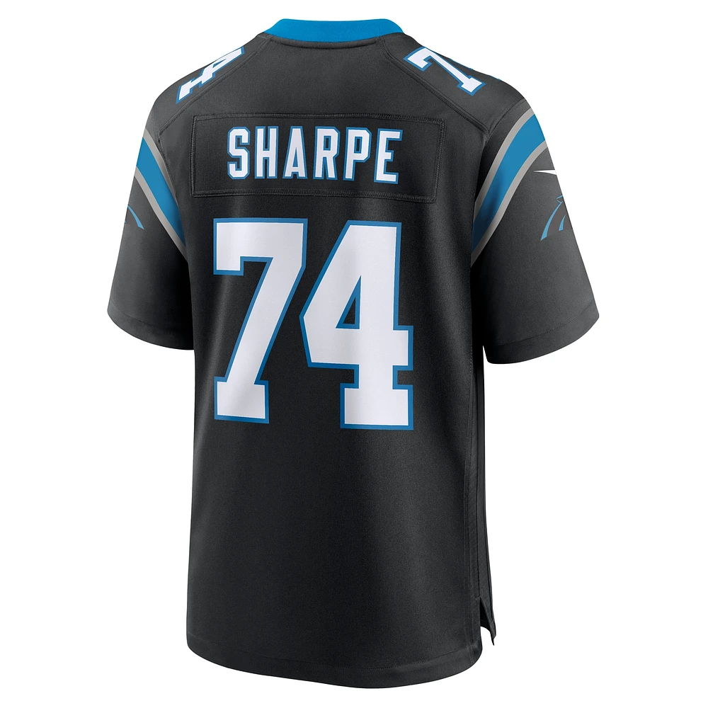 Maillot de match l'équipe Nike David Sharpe des Panthers la Caroline noirs pour hommes