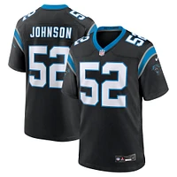 Maillot de match Nike DJ Johnson pour homme, noir, Carolina Panthers