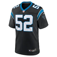 Maillot de match Nike DJ Johnson pour homme, noir, Carolina Panthers