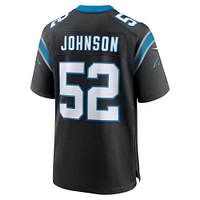 Maillot de match Nike DJ Johnson pour homme, noir, Carolina Panthers