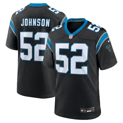 Maillot de match Nike DJ Johnson pour homme, noir, Carolina Panthers