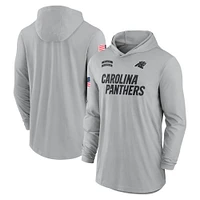 Men's Nike Gray Carolina Panthers 2024 Salute to Service Lightweight Performance Long Sleeve Hooded T-Shirt