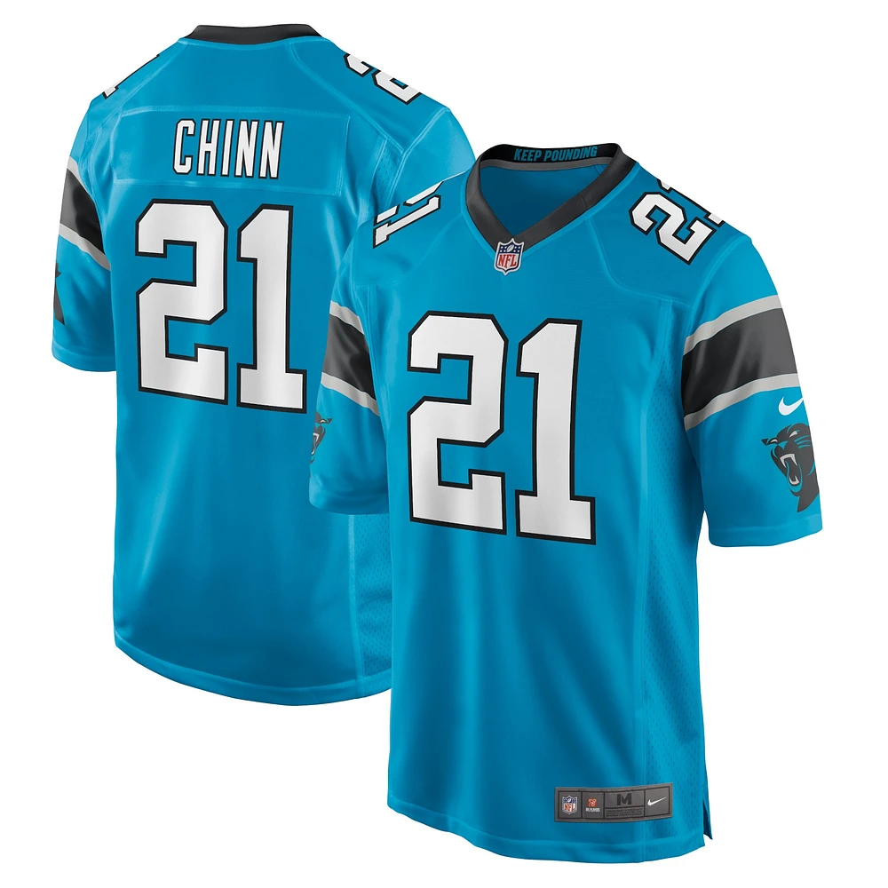 Maillot de match Nike Jeremy Chinn des Panthers la Caroline bleu pour homme