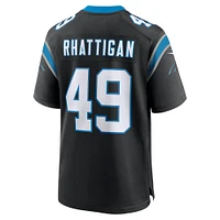 Maillot de match Nike Jon Rhattigan noir Carolina Panthers pour homme