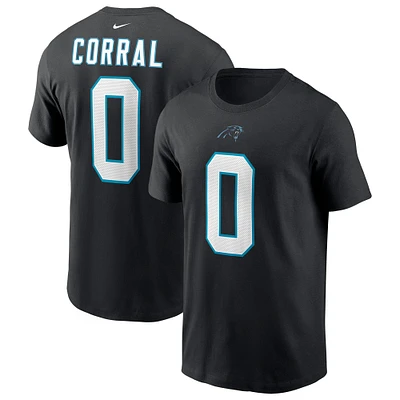 T-shirt avec nom et numéro de joueur des Carolina Panthers Nike Matt Corral noir pour homme