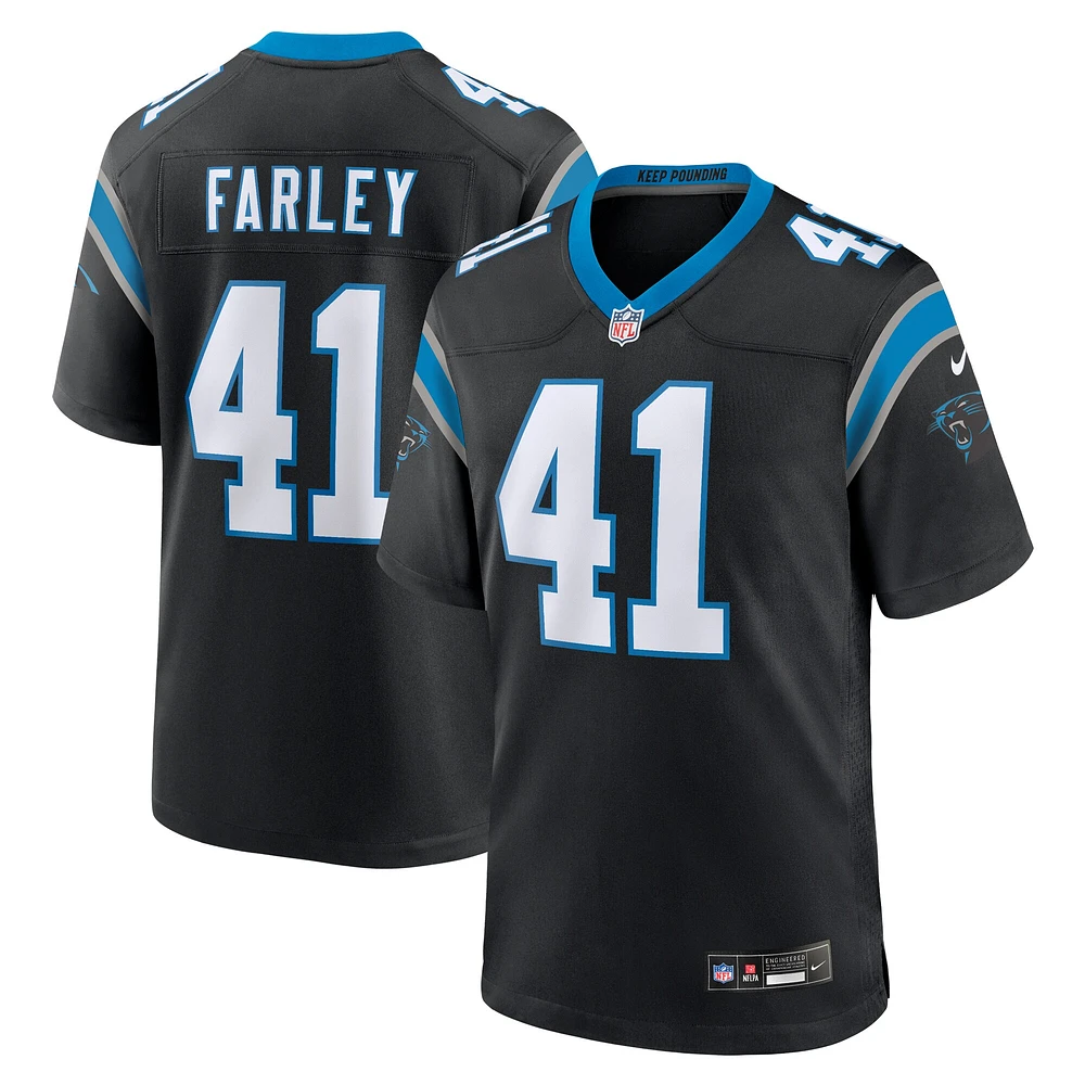 Maillot de match Nike Matthias Farley pour hommes, noir, Carolina Panthers