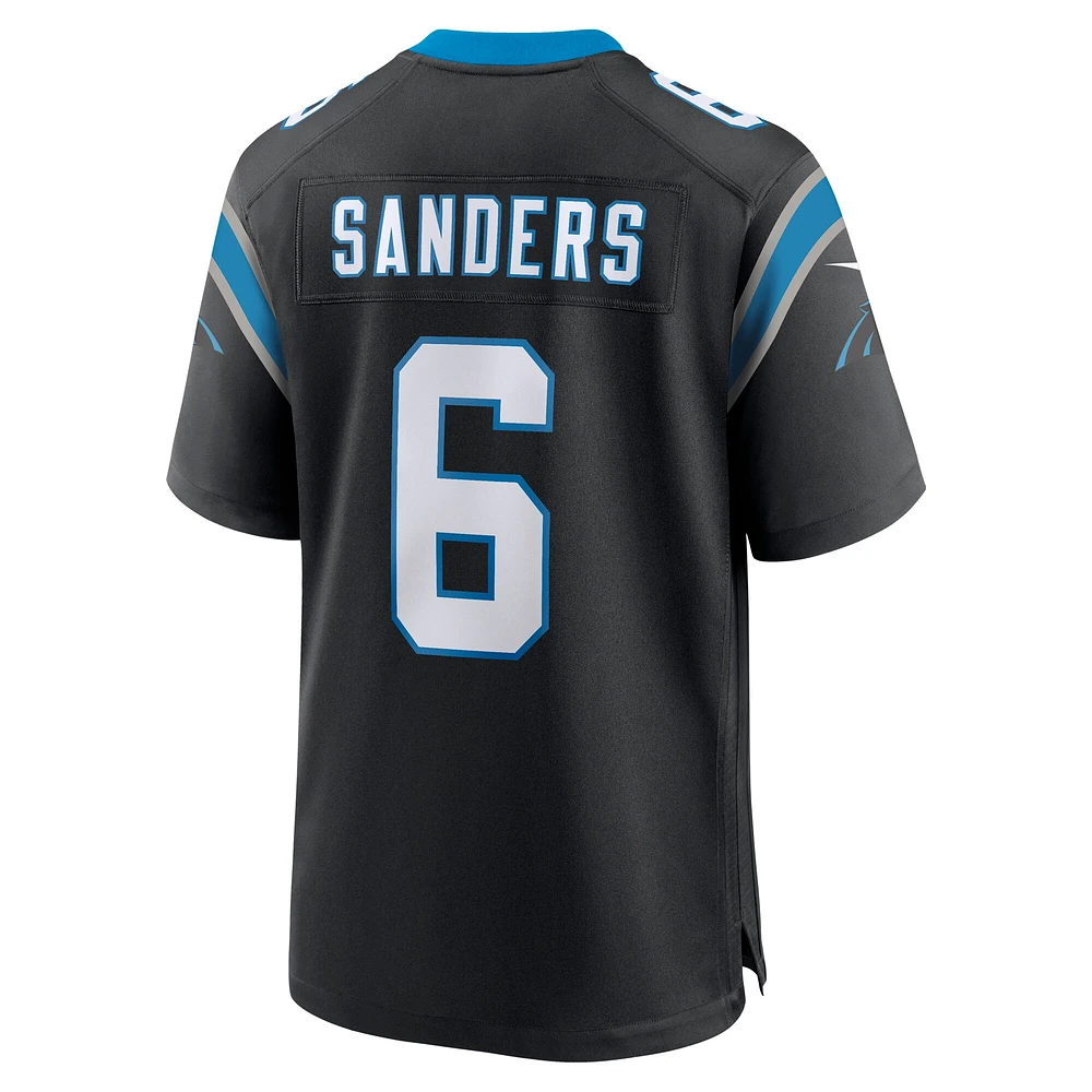 Maillot de match d'équipe des Panthers la Caroline noirs Nike Miles Sanders pour homme