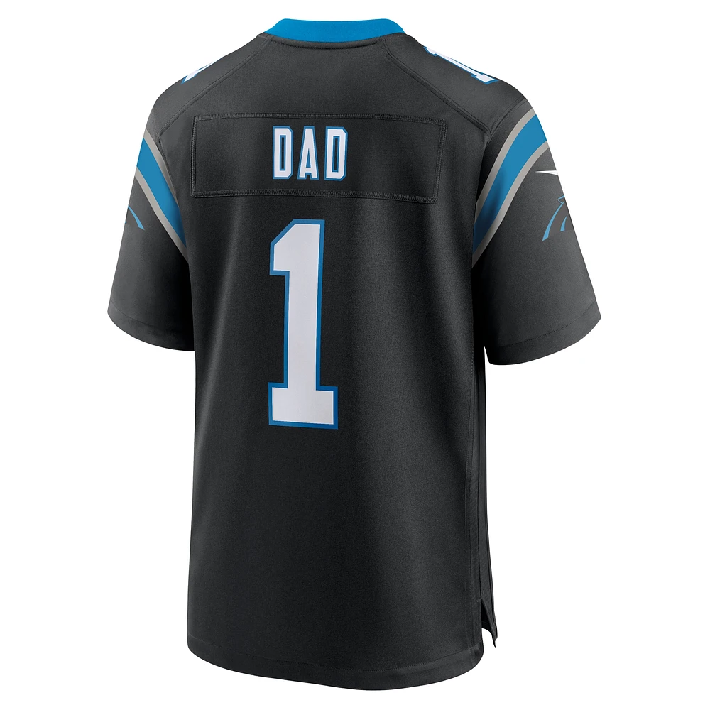 Maillot de match Nike numéro 1 Dad Black Carolina Panthers pour homme