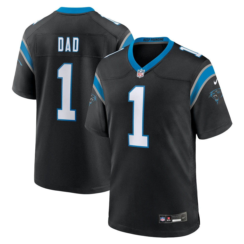 Maillot de match Nike numéro 1 Dad Black Carolina Panthers pour homme