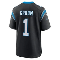 Men's Nike Number 1 Groom Black Carolina Panthers Game Jersey