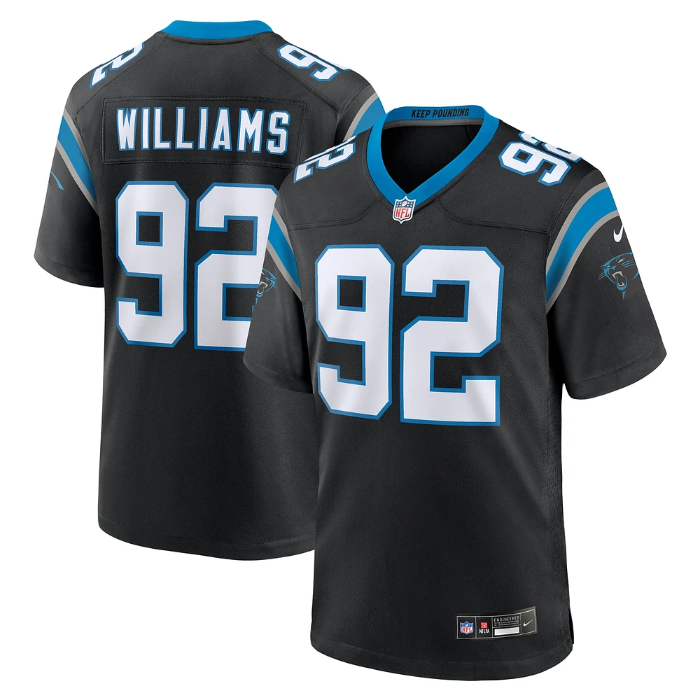 Maillot de match d'équipe Nike Raequan Williams Black Carolina Panthers pour homme