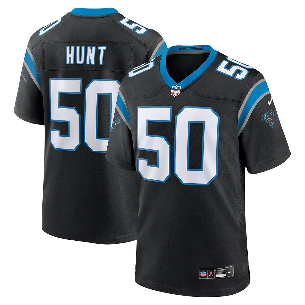 Maillot de match Nike Robert Hunt noir Carolina Panthers pour homme