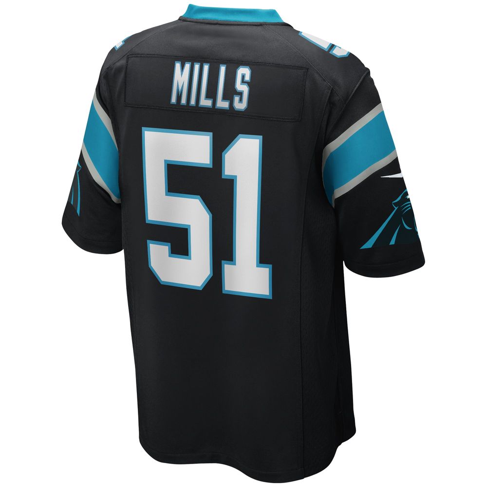 Men's Nike Sam Mills Black Carolina Panthers Game Retired Player Jersey