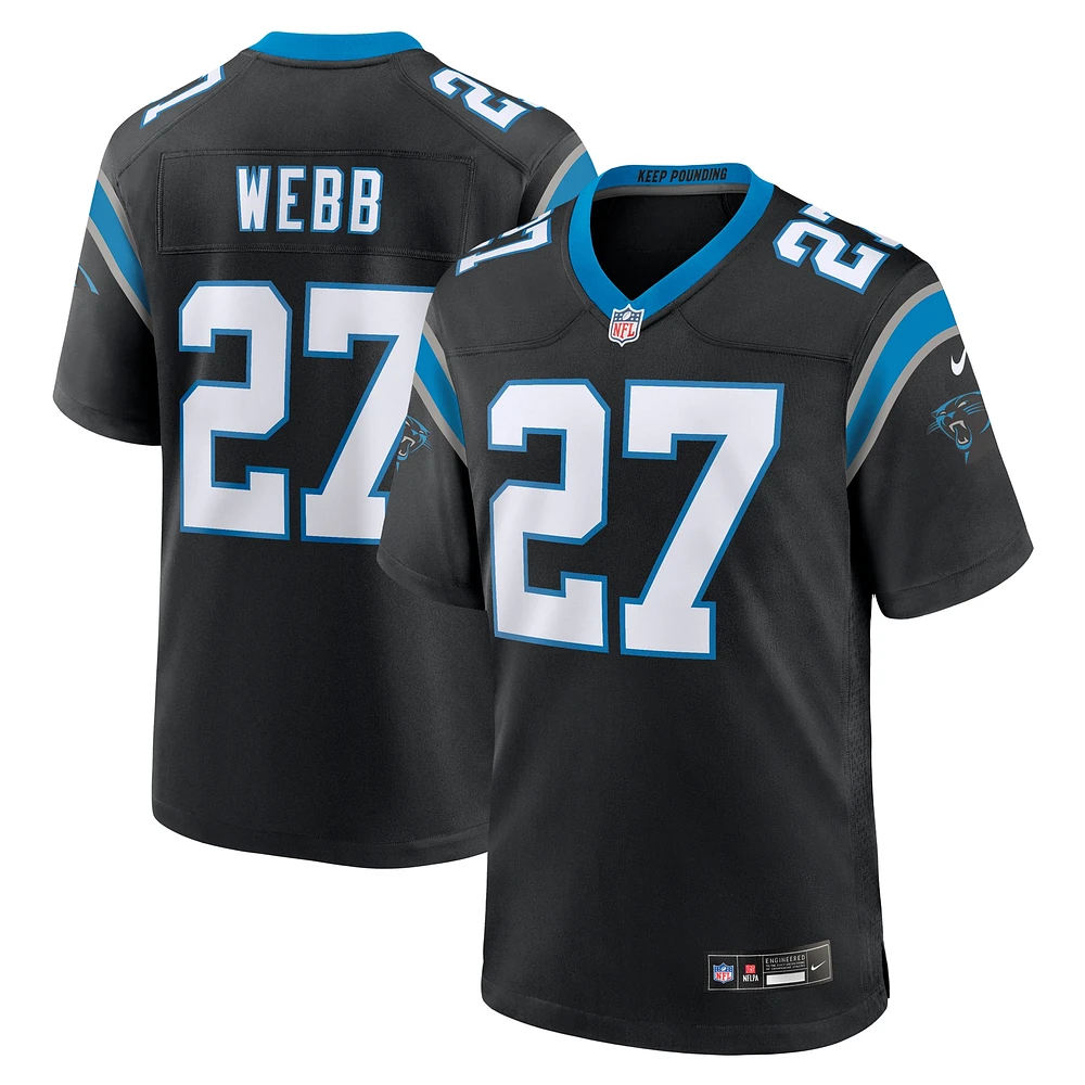 Maillot de match l'équipe Nike Sam Webb pour hommes, noir, Carolina Panthers