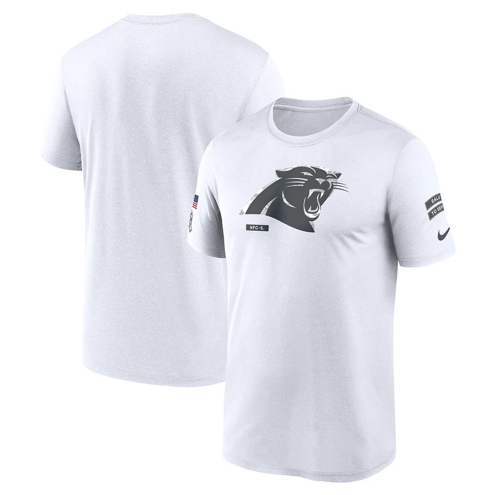 T-shirt Nike blanc Carolina Panthers 2024 Salute To Service Rewind Legend Performance pour homme