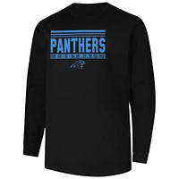 T-shirt à manches longues pour homme avec profil noir Carolina Panthers Big & Tall Pop