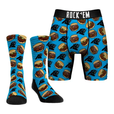 Carolina Panthers Rock Em Socks Local Food Underwear and Crew Combo Pack