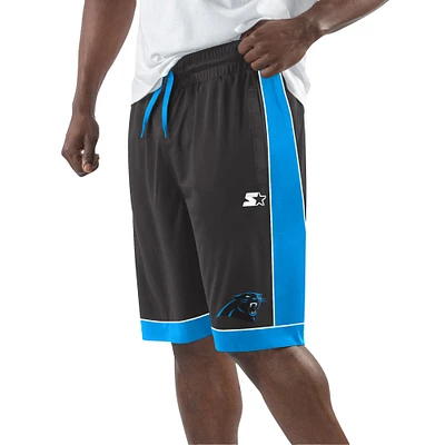 Short de mode préféré des fans Carolina Panthers Starter noir/bleu pour hommes