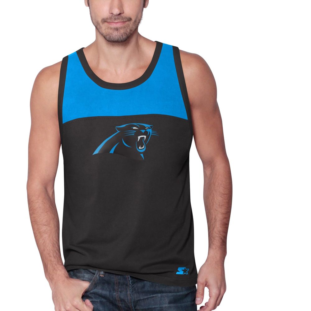 Starter Men's Starter Black/Blue Carolina Panthers Touchdown Fashion - Tank  Top