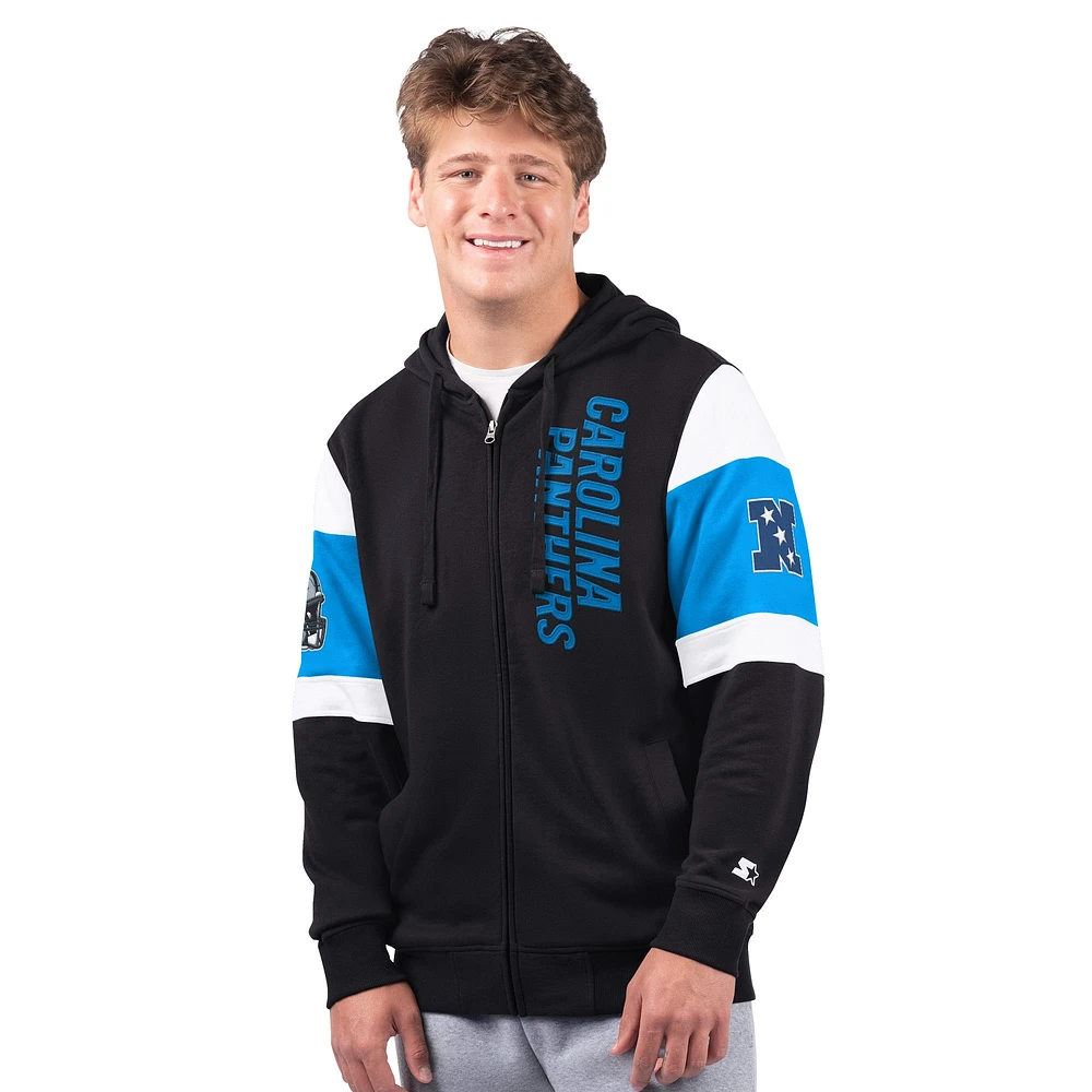 Sweat à capuche zippé Extreme Starter Black Carolina Panthers pour homme