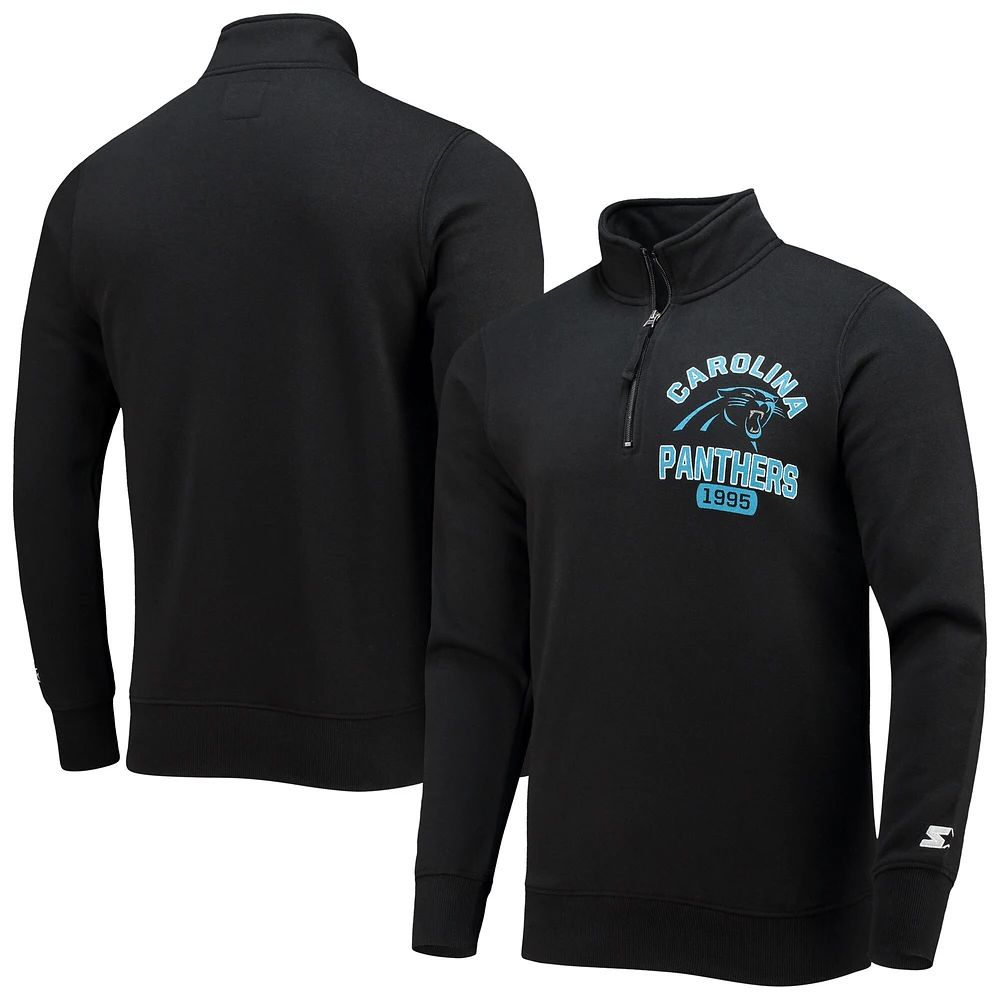 Veste Starter Black Carolina Panthers Heisman à quart de zip pour homme