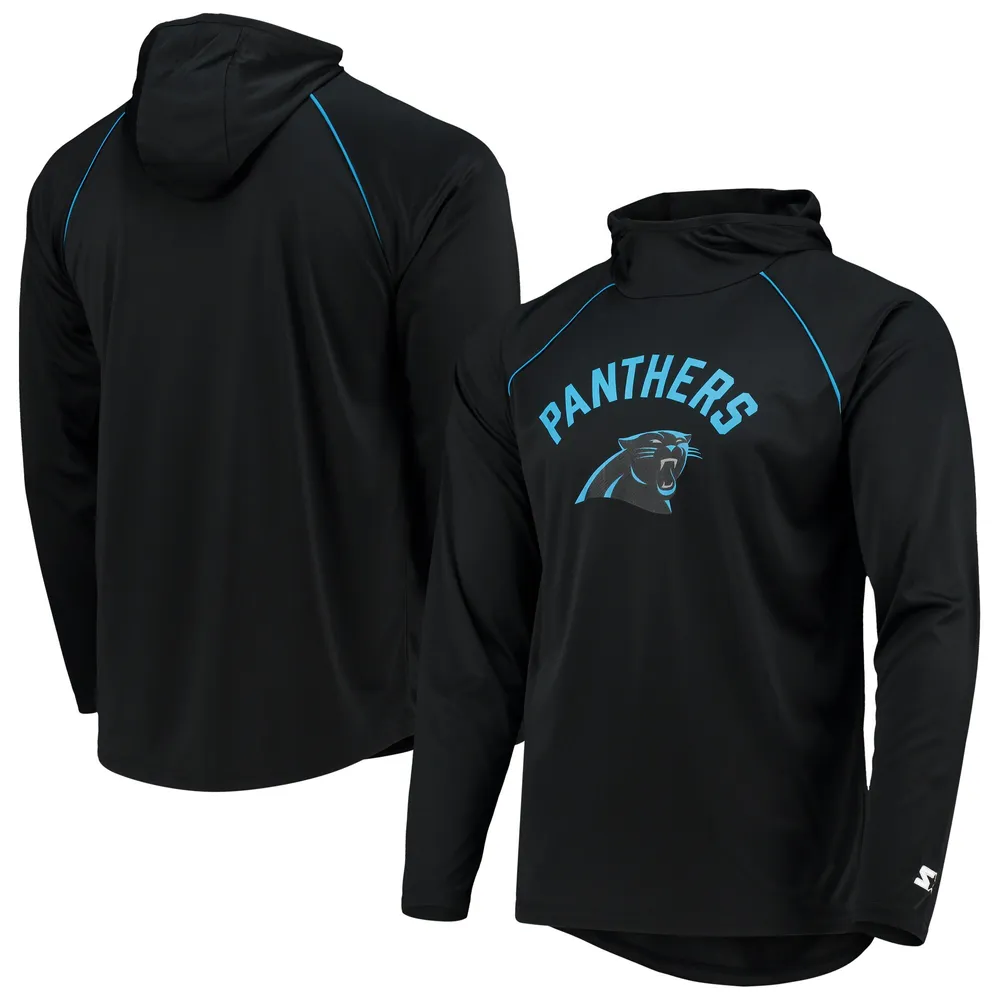 T-shirt à capuche manches longues raglan Starter Black Carolina Panthers pour homme