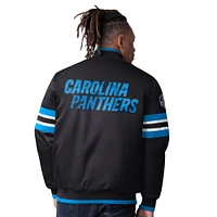 Men's Starter  Black Carolina Panthers Scout I Full-Snap Varsity Jacket