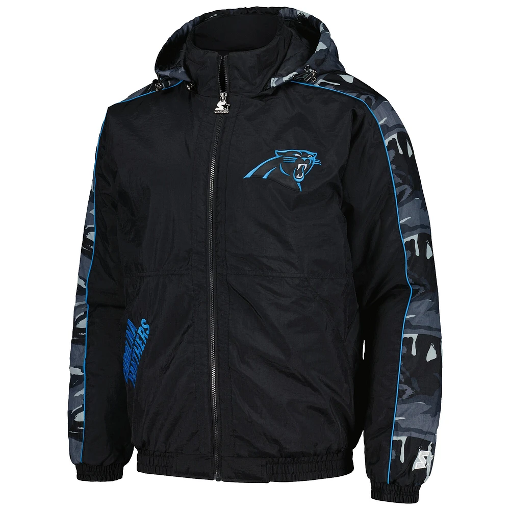 Sweat à capuche entièrement zippé Starter Black Carolina Panthers Thursday Night Gridiron pour hommes