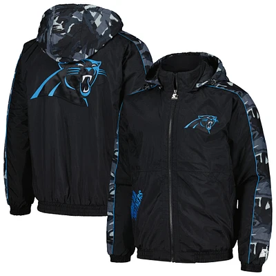 Men's Starter Black Carolina Panthers Thursday Night Gridiron Full-Zip Hoodie