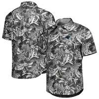 Chemise Tommy Bahama Black Carolina Panthers Aqua Lush entièrement boutonnée pour homme