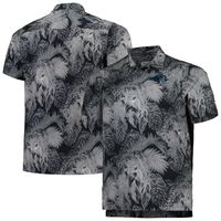 Men's Tommy Bahama Black Carolina Panthers Big & Tall Coast Luminescent Fronds Camp IslandZone Button-Up Shirt