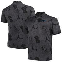 Men's Tommy Bahama Black Carolina Panthers Big & Tall Miramar Blooms Polo