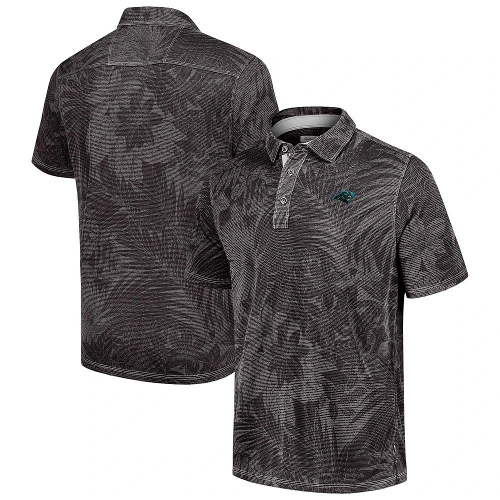 Men's Tommy Bahama Black Carolina Panthers Big & Tall Santiago Paradise Polo